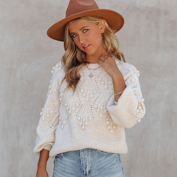 LAST ONE - ARENA KNIT POM SWEATER - Picture 2 of 11